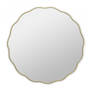 Круглое зеркало в золотой волнистой раме Fancy S Gold (Фэнси) Smal Ø60 см